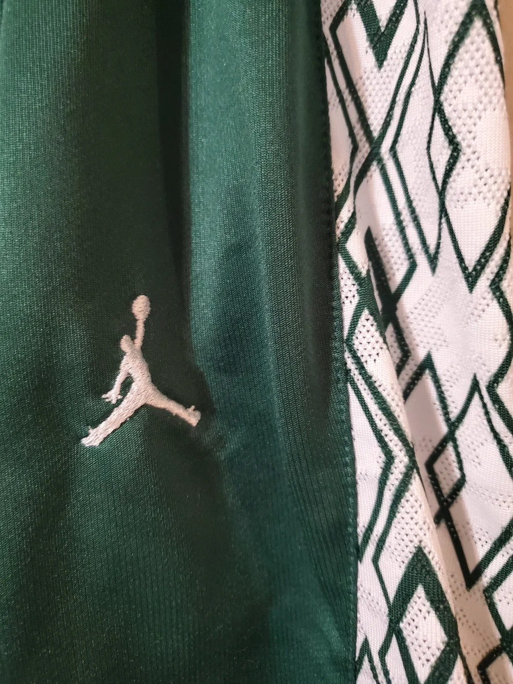 RARE Y2k Nike Air Jordan Green Basketball Shorts White Geometric Side Panels